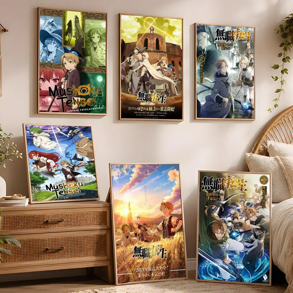 Anime M-Mushoku T-Tensei Jobless Reincarnation Poster Waterproof Peel and Stick HD Modern Wall Decor for Bedroom Living Room Dor