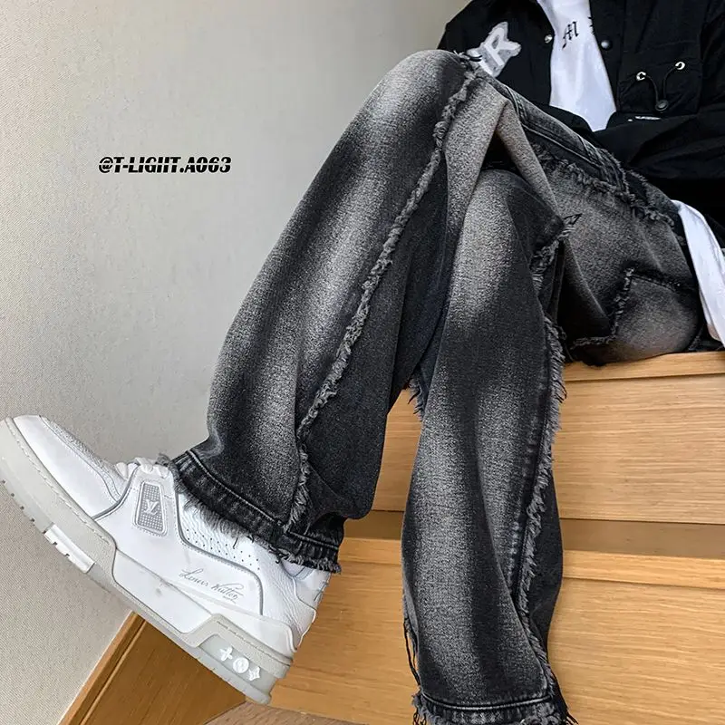 2023 Summer New Fashion Jeans Men Loose All-match Casual Pants Straight-leg Pants Boutique Clothing Simple Style CargoPantsMen