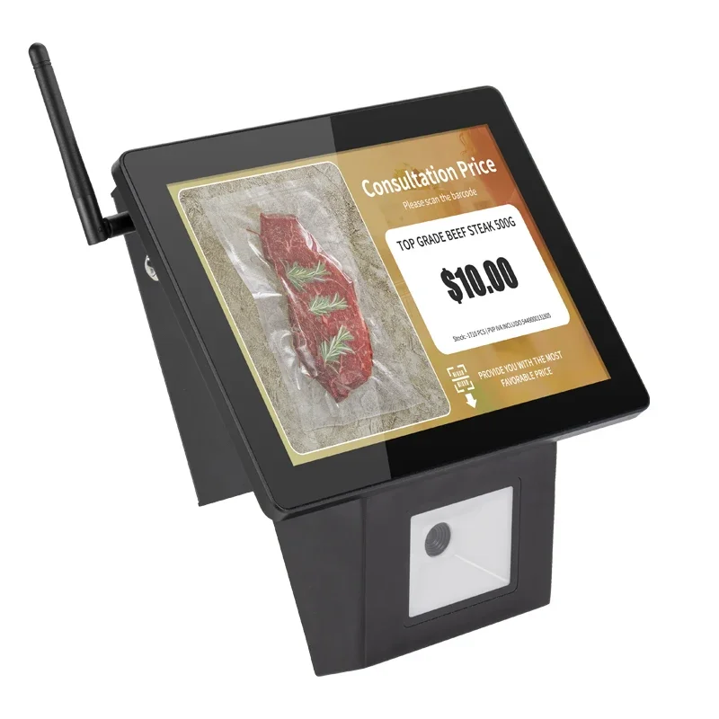 

In stock High Quality Price Checker New Windows Android Price Checker 8 Inch Support Wallmount Barcode Scanner