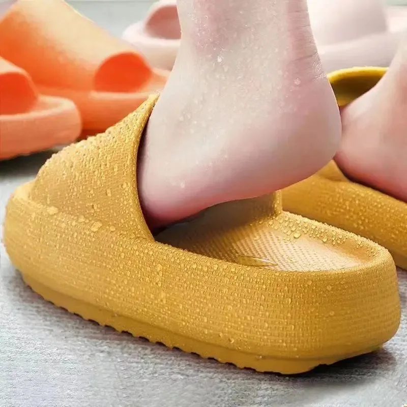 2024 Summer New Anti Slip Men's Bathroom Slippers EVA Comfortable Cloud Couple Slippers Summer Solid Color Home Shoes Leisure