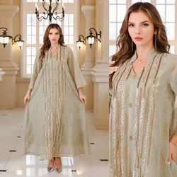 Eid Muslim Party Sequins Dress Women Ramadan Abaya Long Dresses Morocco Kaftan Vestidos Islam Dubai Modest Robe Jalabiya 2024