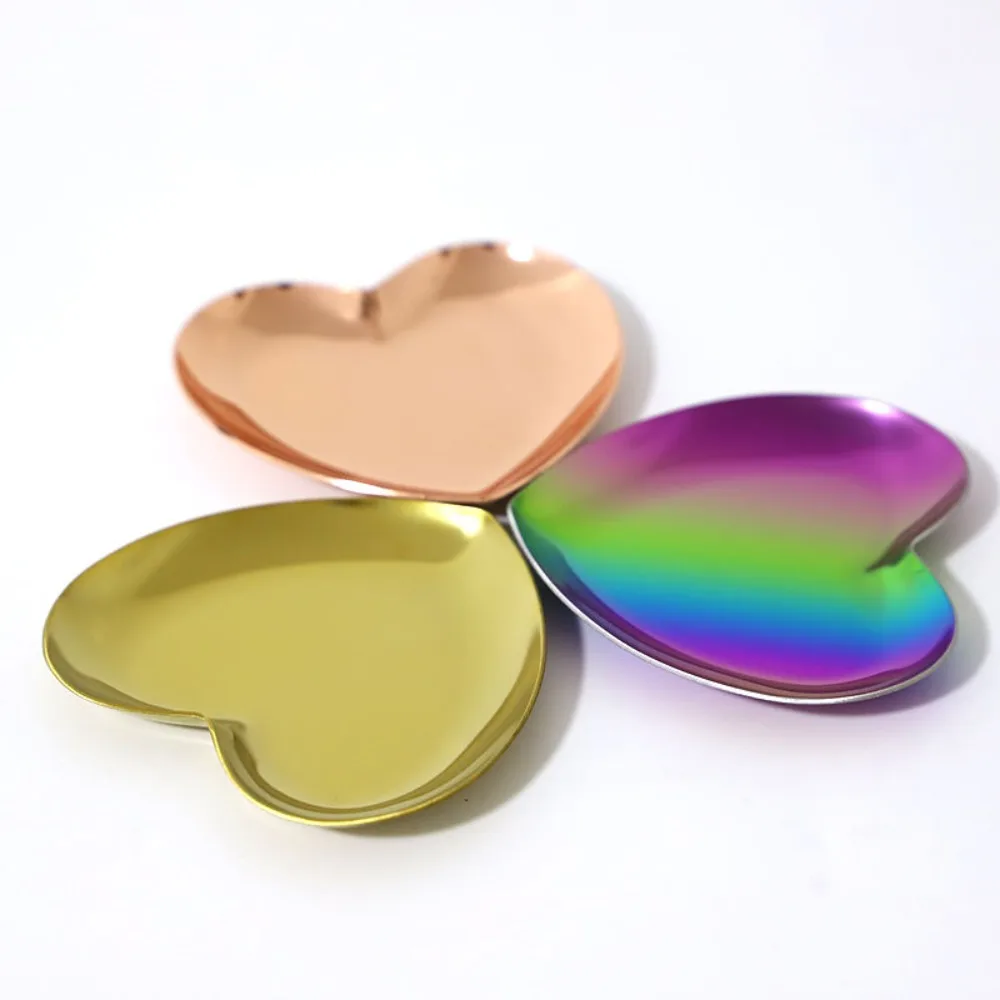 

Heart-shaped Jewelry Storage Tray Multifunction Golden Bracelet Storage Plate Ins Electroplate Jewelry Display Tray