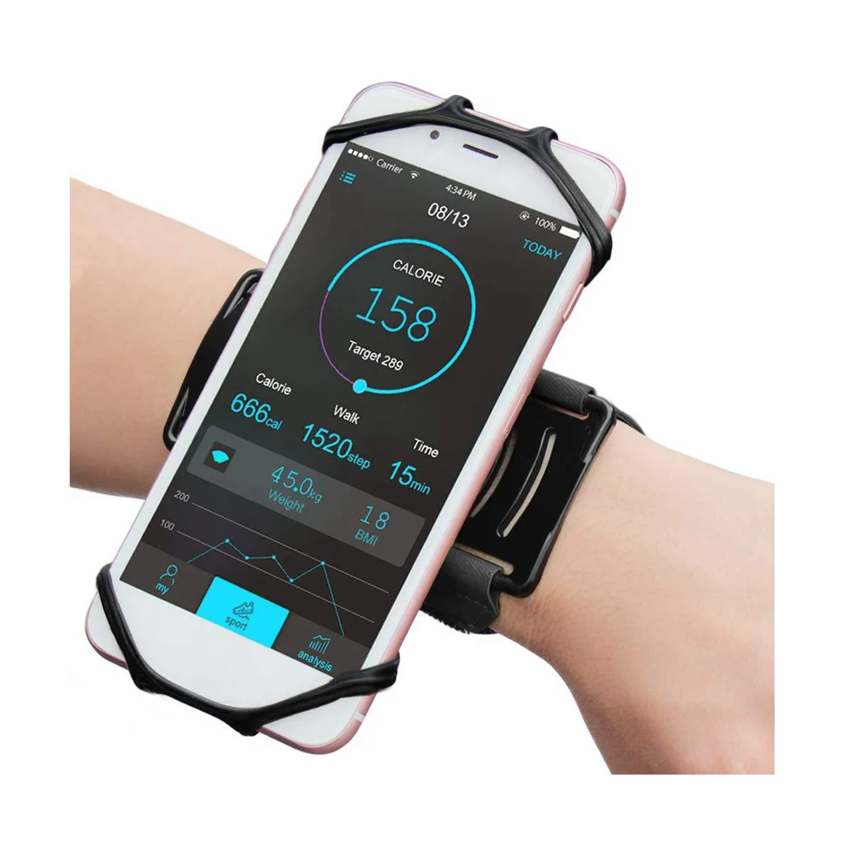 Bolsa de teléfono de muñeca para deportes al aire libre, brazalete de teléfono giratorio extraíble, muñequera para Fitness, correr, ciclismo