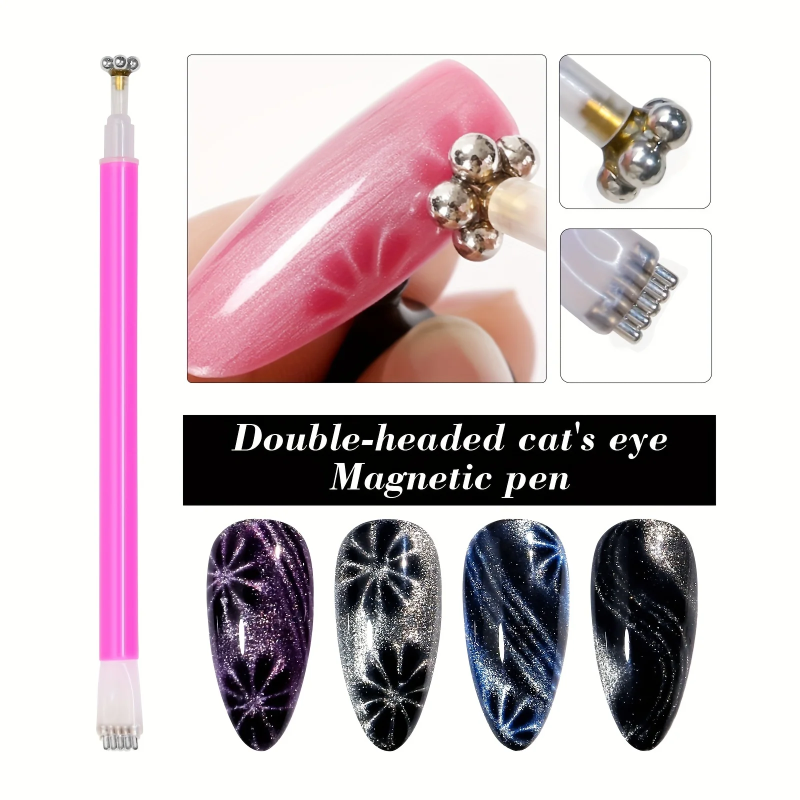 YIKOOLIN 8 pièces ensemble d'outils magnétiques pour ongles avec vernis Gel œil de chat magnétique pour bricolage Nail Art adapté à la maison Salon ou en Studio