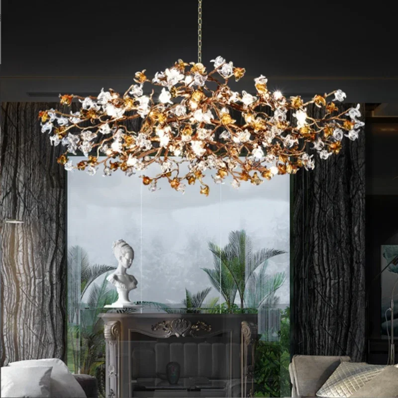 Coppe Ceiling Crystal Branch Chandeliers Luxury villa designer Crystal Chandelier for living room bar lamp brass art tea room