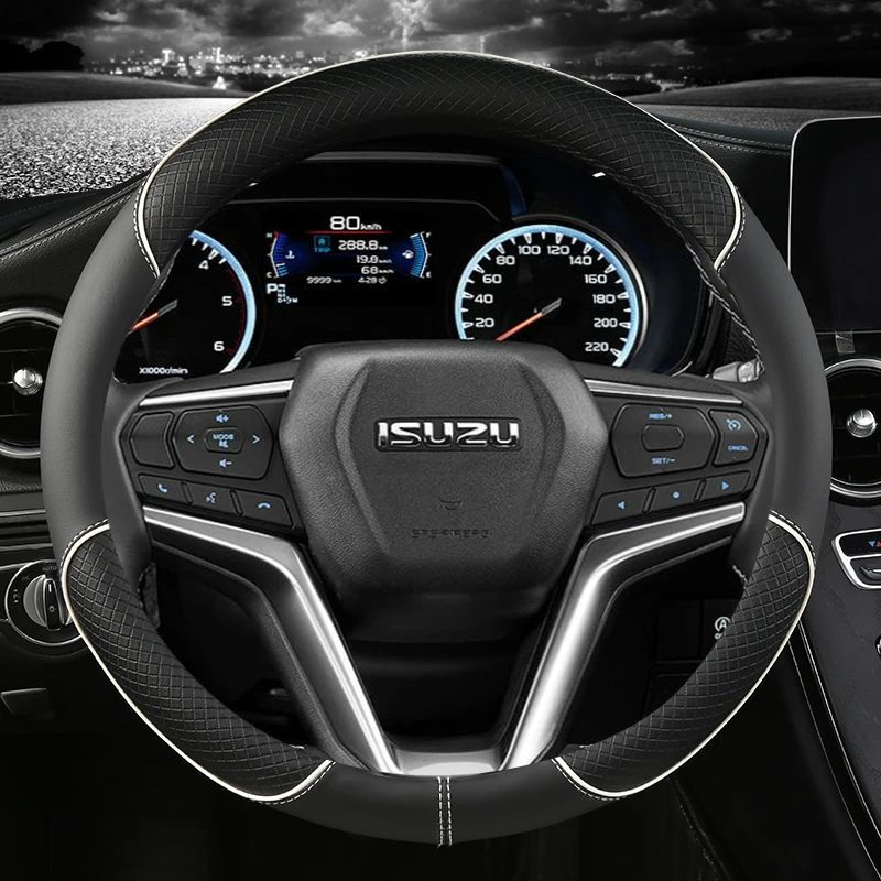 For Isuzu D-MAX 2013-2018 mu-X 2013-2018 D-Max MU-X III 2020- 2023 Car Steering Wheel Cover PU Leather Auto Accessories