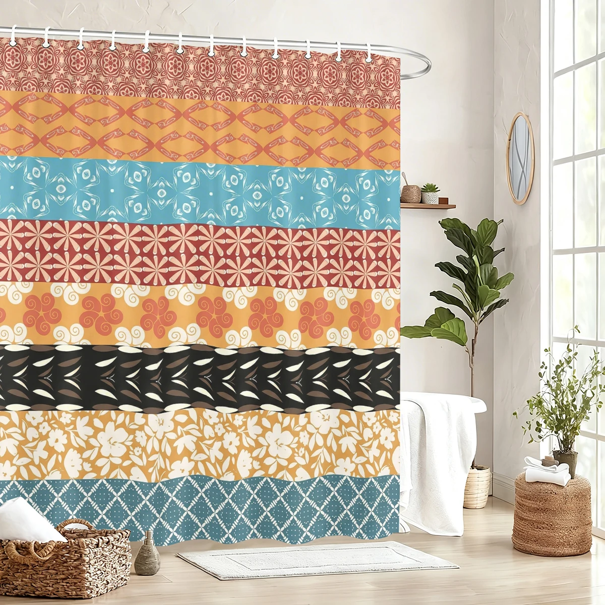 

Винтажная занавеска для душа из полиэстера с этническим и волчьим мотивами — стильный декор для ванной, художественная перегородка для ванны