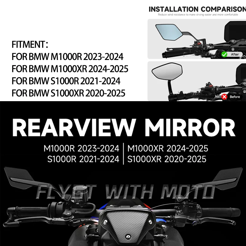 

Motorcycle Rearview Mirror Wing Aerodynamic Aluminum Stealth Max Mirrors For BMW M1000R M1000XR S1000R S1000XR S 1000 R XR
