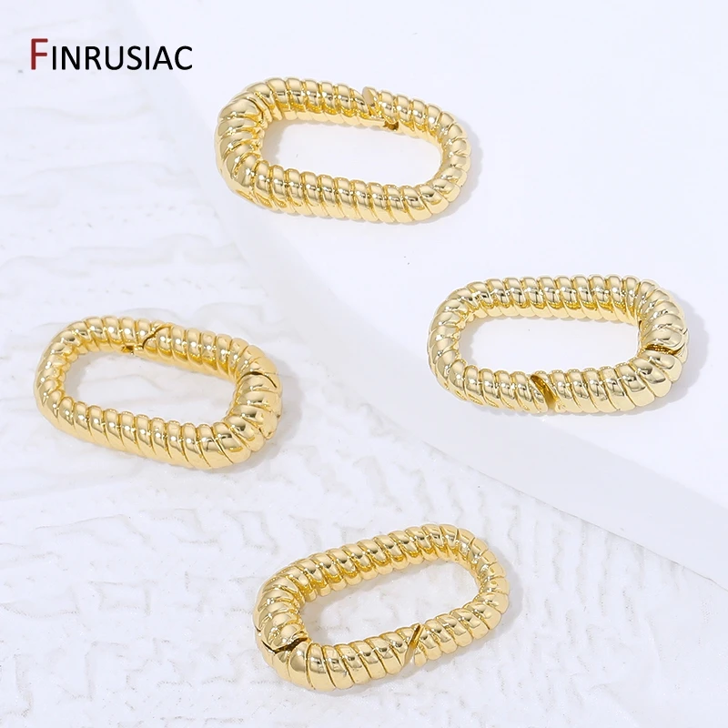 18K Gold Plated Brass Oval Spring Clasps Openable Carabiner Hook Buckle Connector for DIY Jewelry Making Accessories image 3