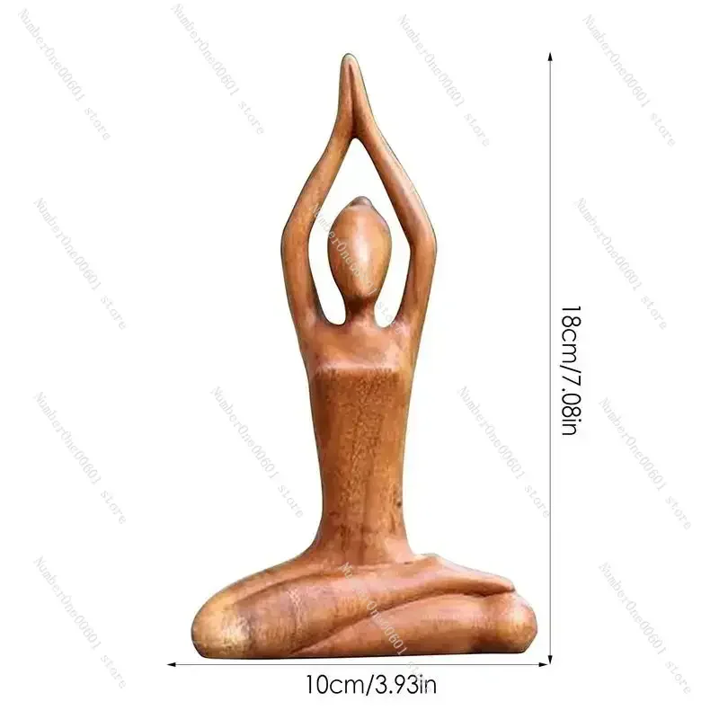 

Wooden Yoga Meditation Statue Handmade Abstract Pose Sculpture Wood Carving Creative Tabletop Ornaments Living Room Galleries