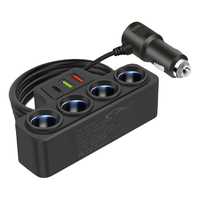 Car USB Charger 4-Socket 3 USB Ports Car Cigarette Lighter Adapter QC3.0+PD 3.1A 120W Car Cigarette Lighter Socket Splitter Plug
