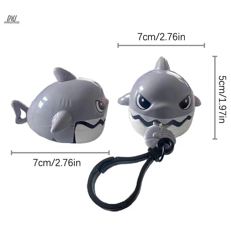 Cartoon Cute Stay Wire Bites Teeth Shark Keychain Creative Pull String Decompression Novelty Funny Toys Backpack Pendant Decor