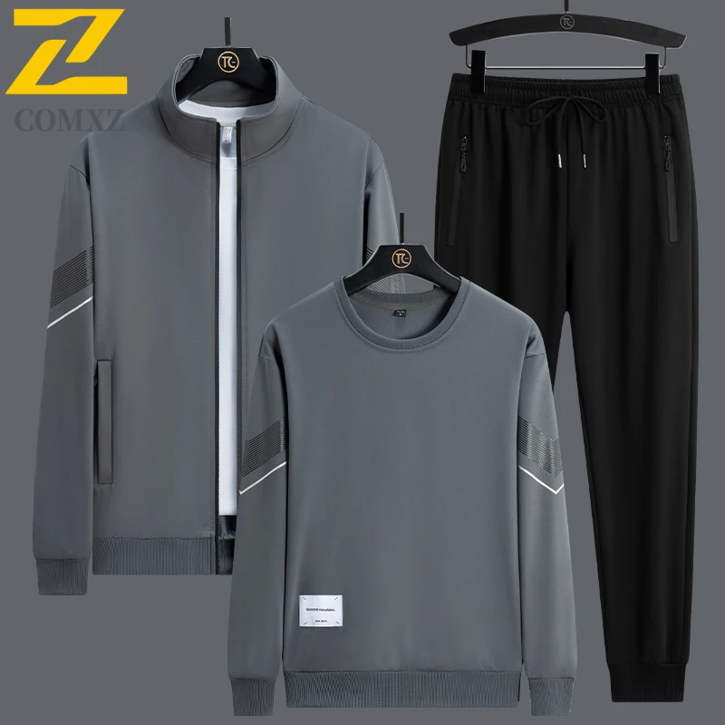 2025 New Autumn Men Sets Casual Sporting Suit Jacket+sweatshirt+Trousers Tracksuit 3 piece Set Plus Size Men's Clothing hoodies