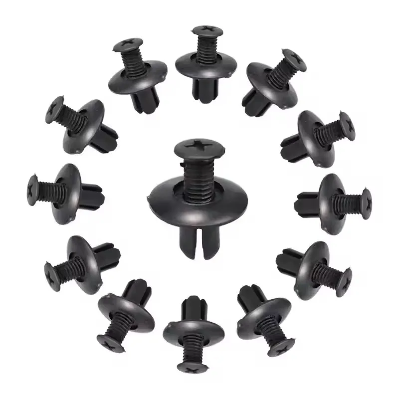 100/50pcs 8mm Plastic Fasteners Screws Universal Car Bumper Fender Black Rivets Car Fastener Push Pin Clips Auto Accessories view 2