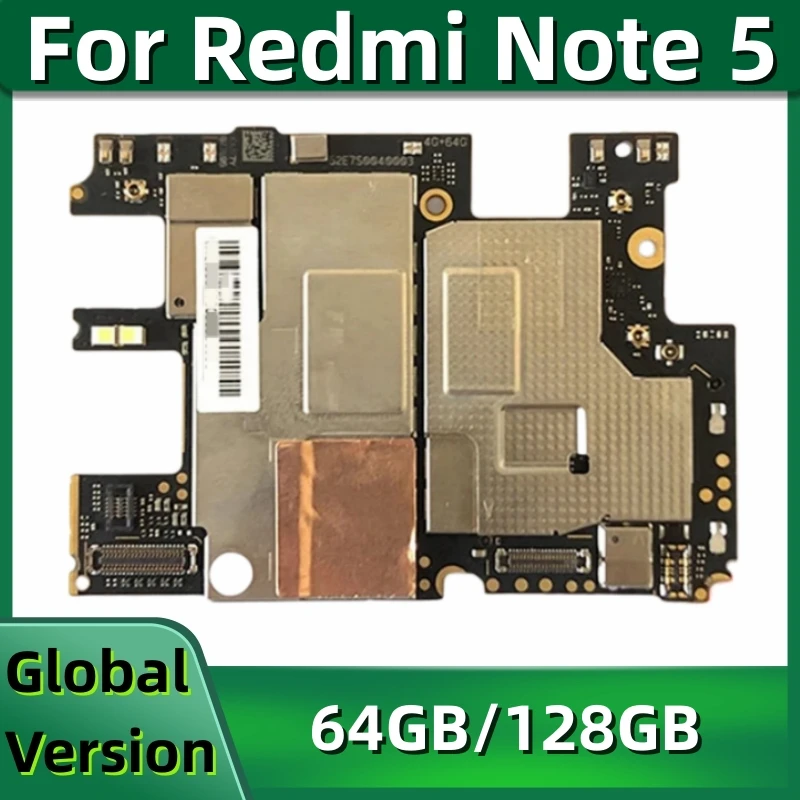 Mainboard for Xiaomi Redmi Note 5, 64GB, 128GB, Global Firmware, Original Unlocked Motherboard PCB Module