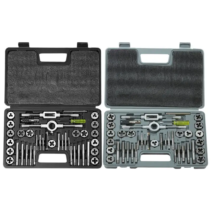 

Tap and Die Set, 80-Piece Metric and SAE Standard, Bearing Steel Taps and Dies, Essential Threading Tool for Cutting External Internal Threads, with Complete Accessories and Storage Case