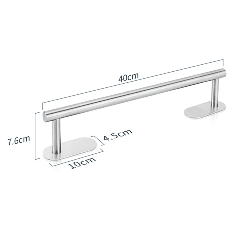 2X Stainless Steel Towel Rail Self Adhesive Towel Rack For Bathroom Kitchen Toilet Wall Mounted Punch-Free Installation-AT30