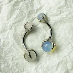 316L Titanium Steel Opal Navel Rin Medical Crystal Belly Button Rings Piercing Umbilicus Decoration Jewelry for Women