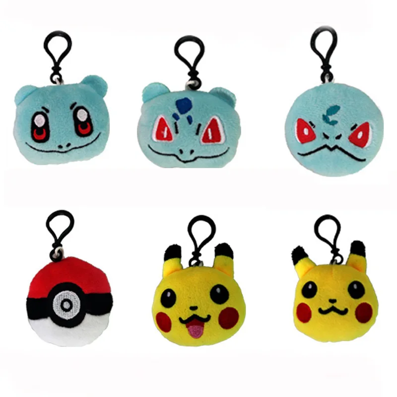 100pcs/lot Pokemon Anime Mew/bulbasaur/charmander plush toys pendant keychain Doll Gift