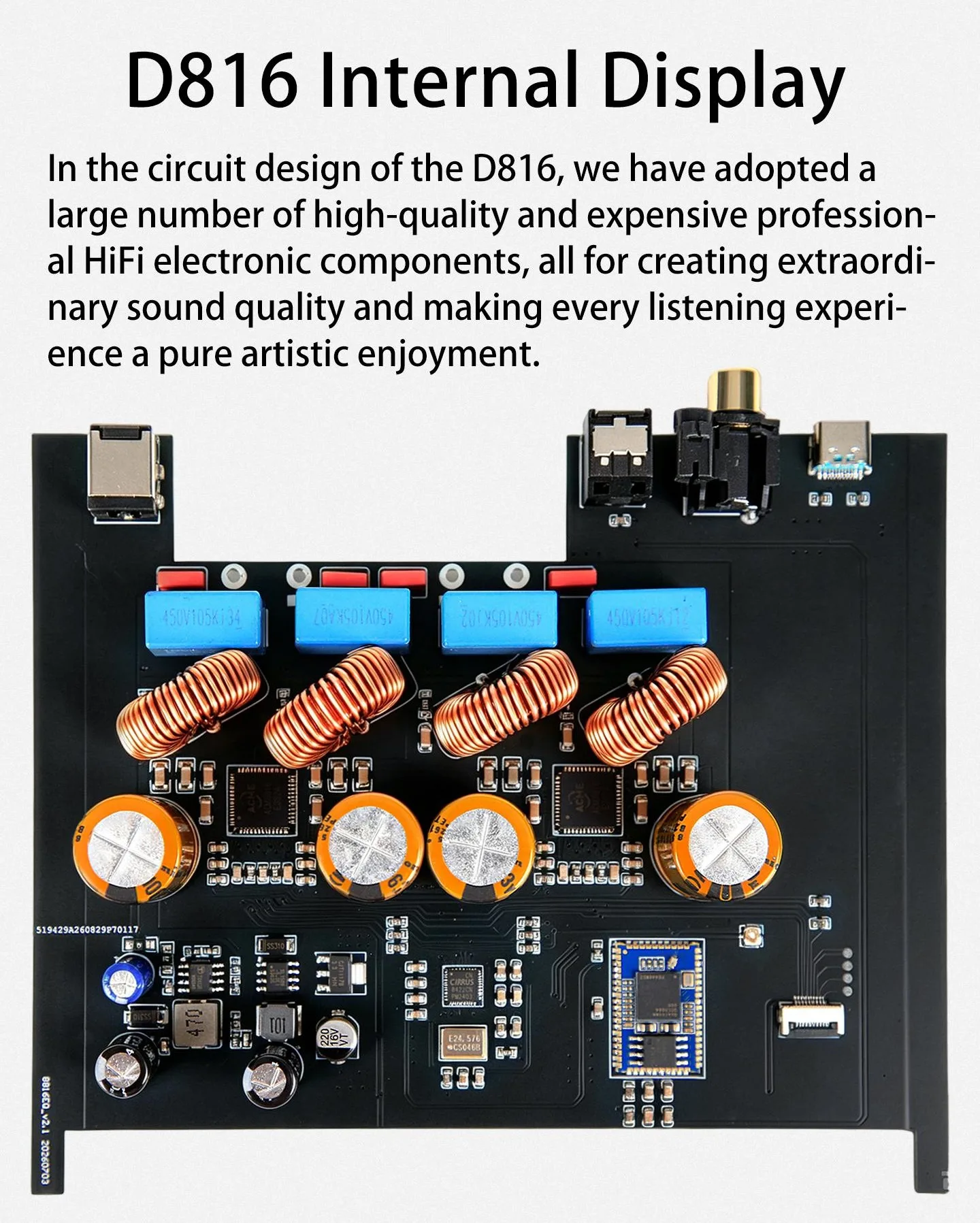 YJCO D816 High-Fidelity Digital HIFI Leistungsverstärker 300W*2 Bluetooth Verlustfreier Heim-Audio-Verstärker Galliumnitrid ACM8816 Chip – Detail 12