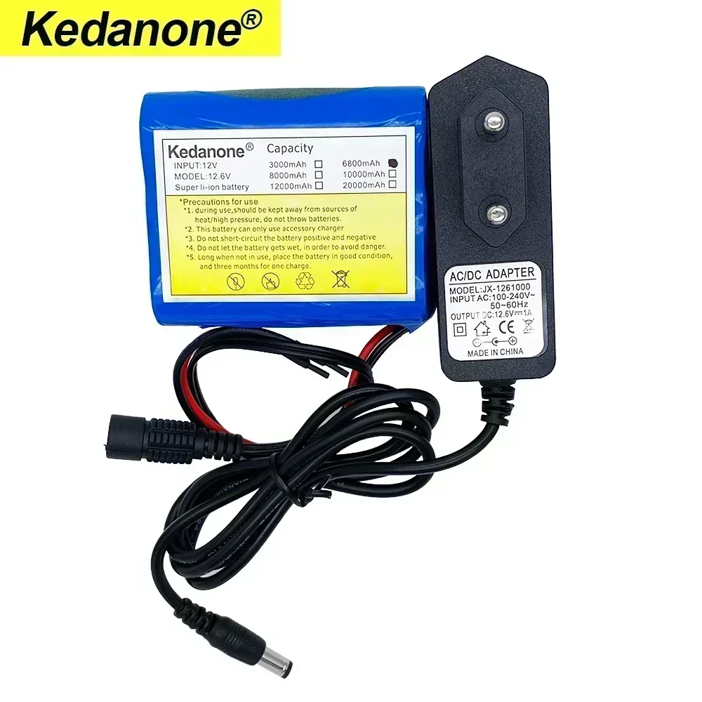 Batería de 12V 6800mah 18650 iones de litio 6,8 ah batería recargable con placa de protección de batería de litio BMS + cargador de 12,6 V