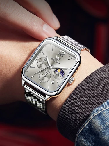 Imagen 2 del producto Reloj OLEVS para Hombre, marca superior, relojes deportivos informales cuadrados luminosos de lujo para Hombre, Reloj cronógrafo resistente al agua a la moda para Hombre