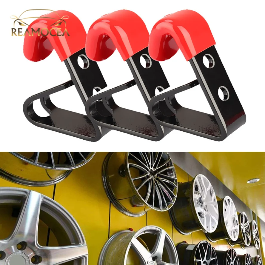 Reamocea 1x Tire Wheel Rim Hub Hanging Metal Hook Metal Holder Shop Display Stand Rack Wall Mounted Racing Hook 13-22