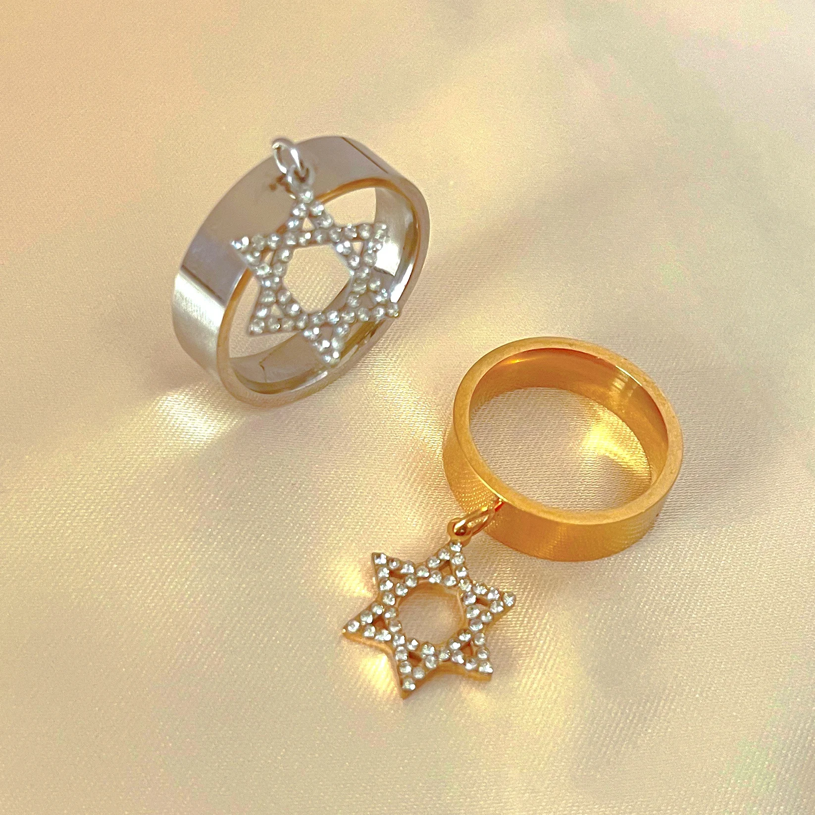 Star of David Zircon Ring For Women Hollow Hexagon Zircon Jewish Ring New Luxury Classical Engagement Party Jewelry Gift