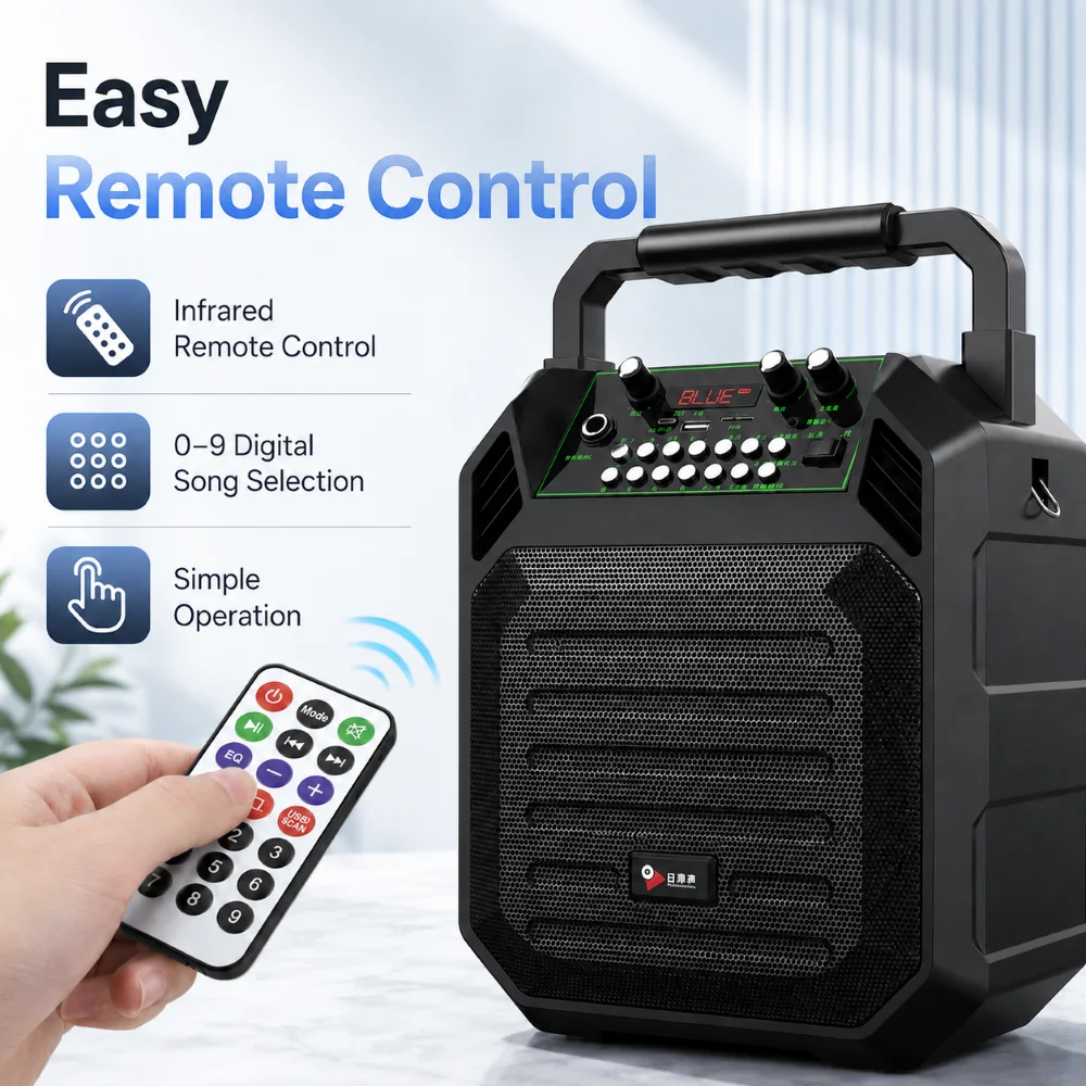 300W Peak Bluetooth Speaker Portable Wireless Hand-held Sound Box with Mic 6-8H Playback Time Audio FM Radio For Outdoor Karaoke