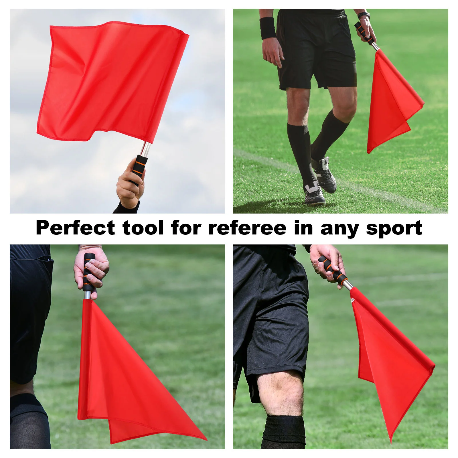 4 Pcs Game Referee Flags Commanding Equipment Football Hand for Competition Soccer Signal Judge Challenge