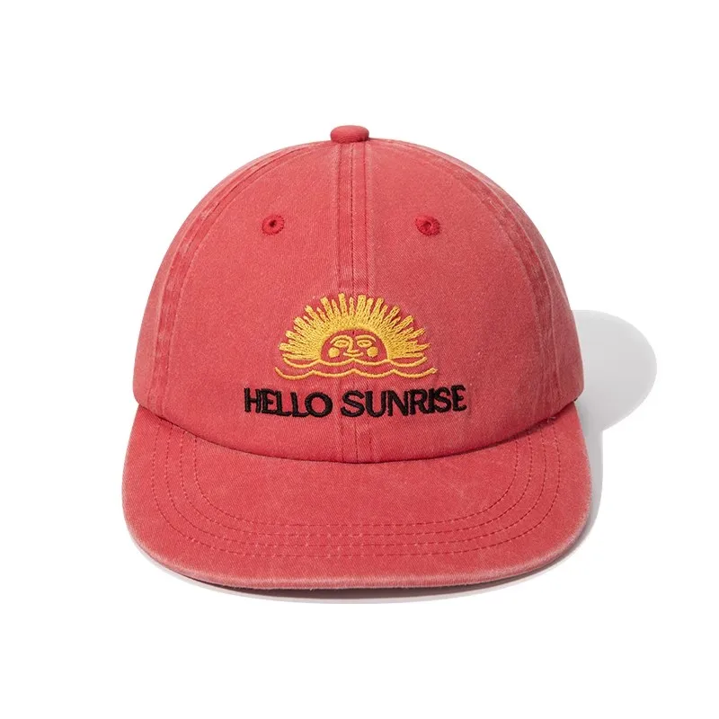 Gorra de béisbol para hombre y mujer, sombrero de Hip Hop con bordado de sol, letras lavadas Retro, nicho