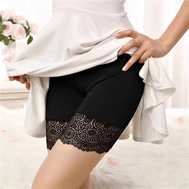 Enlarged Fat Safety Pants 180 catties Anti slip Women's Lace Thin Bottom Pants Women's Safety Flat Corner Shorts