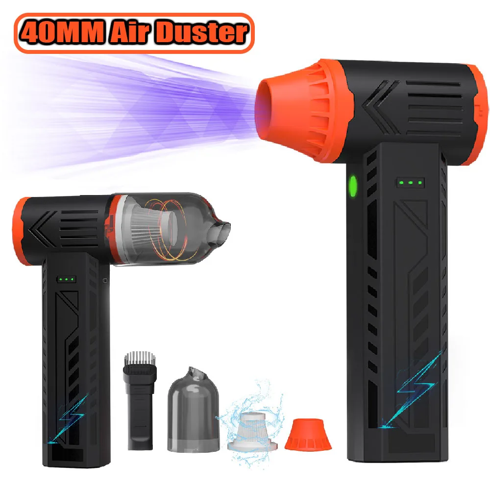 

Беспроводной турбовентилятор с 3 скоростями, мощный воздуходув с тягой 800 г, пылесос для сжатого воздуха для сушки автомобиля/компьютера/домашней уборки