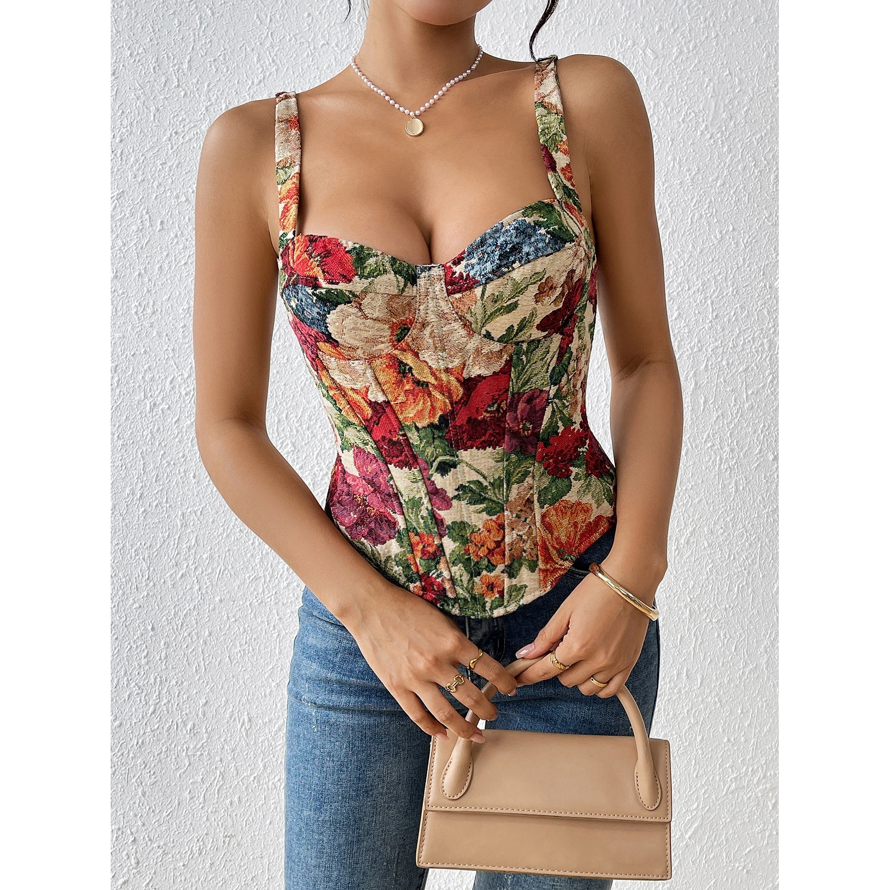 Crossfit Youtube - Sexy bloemenprint vest met bandjes, cross-border