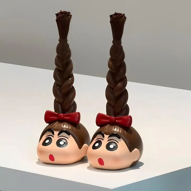 Kawaii Crayon Shin Chan Long Braid Hair Tie Storage Rack Cartoon Creativity Desktop Ornament Bathroom Accessories Rack Gift Toy view 3