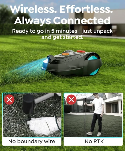 Robot Lawnmower Garden Without Perimeter Cable Wire, App Control, Visual Sensor, Robotic Lawn Mower 1000sqm 2