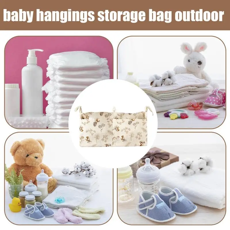 Baby Bedside Storage Bag Baby Crib Organizer Hanging Bag For Baby Multi-Purpose Newborns Bed Hanging Diaper Toy Tissue