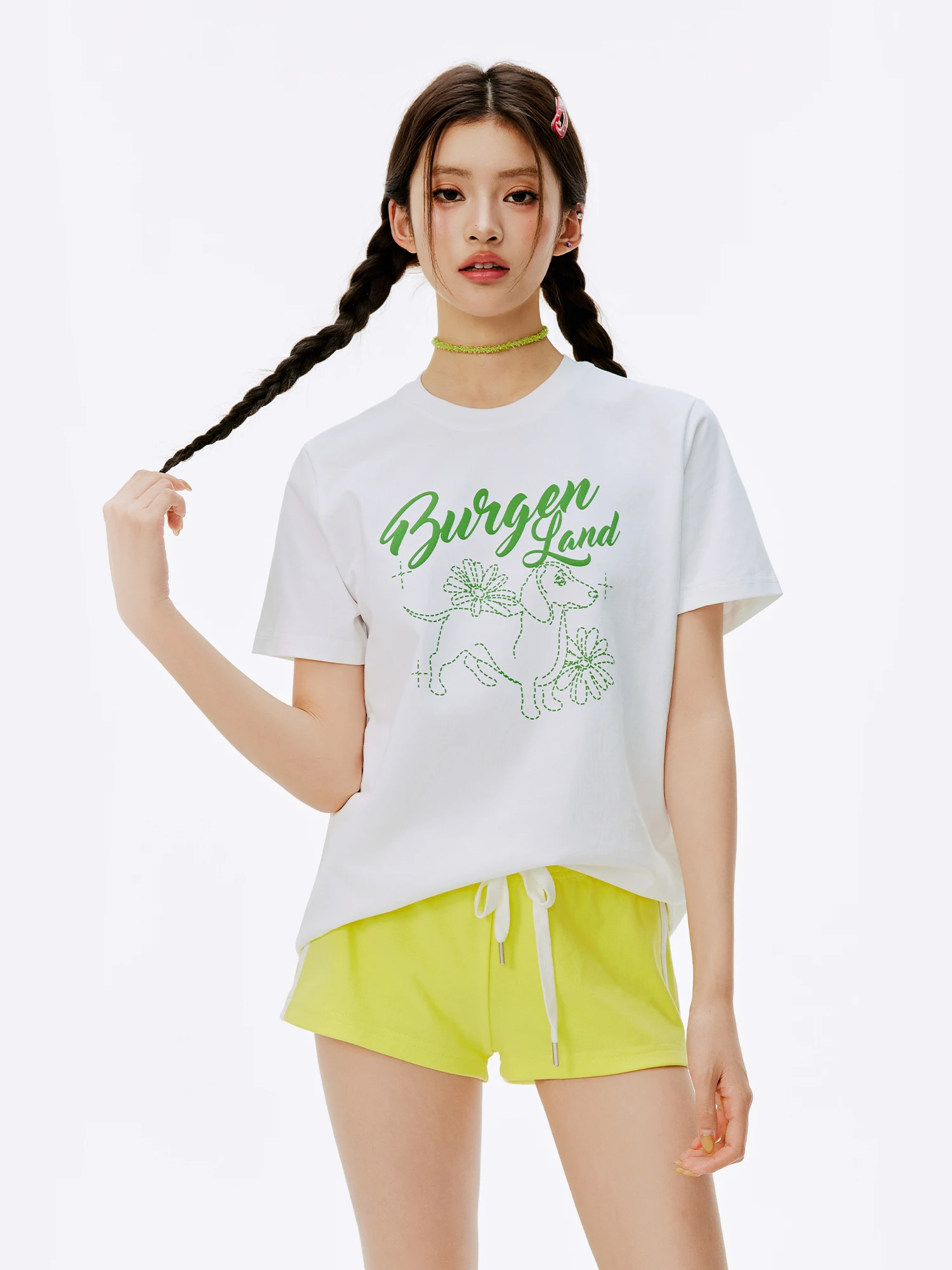 Cooling Feeling ort Sve Women's T-irt oulder Width Regular Korean Sle Cotton Blend Summer New Arrival BURGENLAND