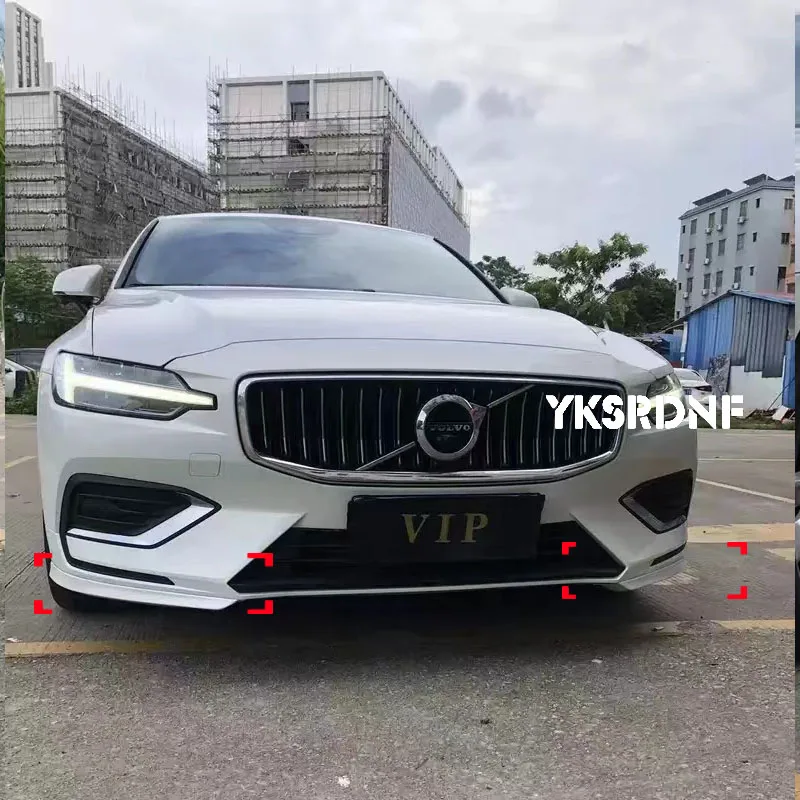 Estilo do carro abs plástico sem pintura cor amortecedor dianteiro lábio tronco spoiler protetor 2 pçs para volvo novo s60 v60 2021 2022 2023-2024