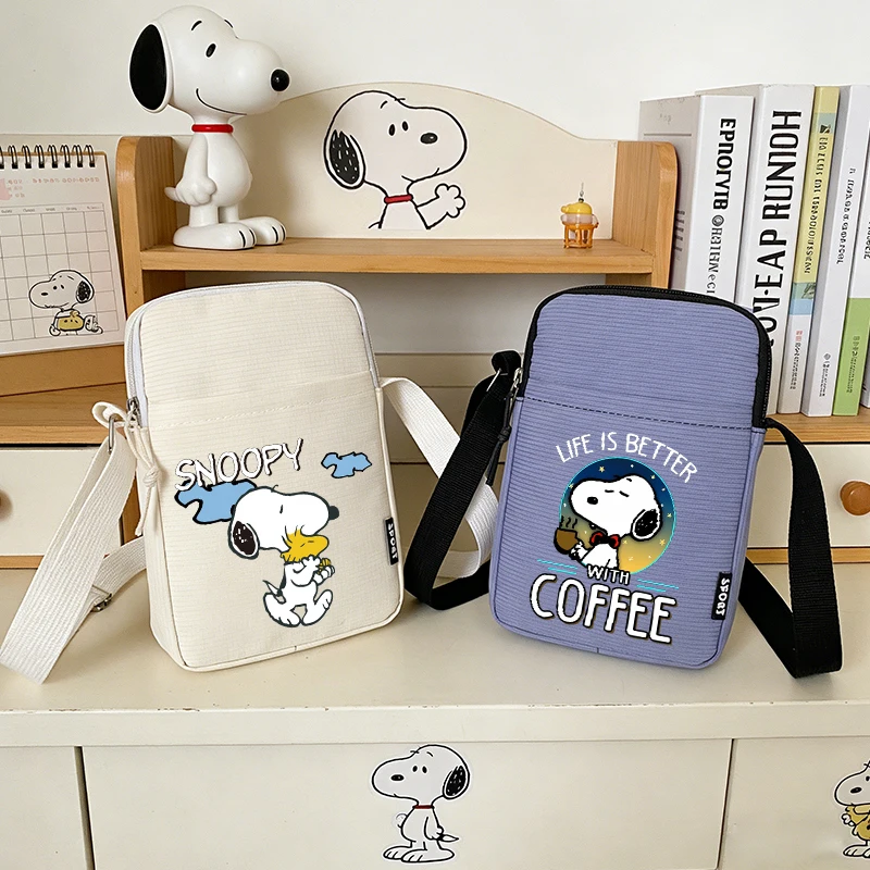 

Cute Snoopys Mobile Phone Shoulder Bag Women Girl Kawaii Anime Good-looking Casual Zipper Small Messenger Case Crossbody Handbag