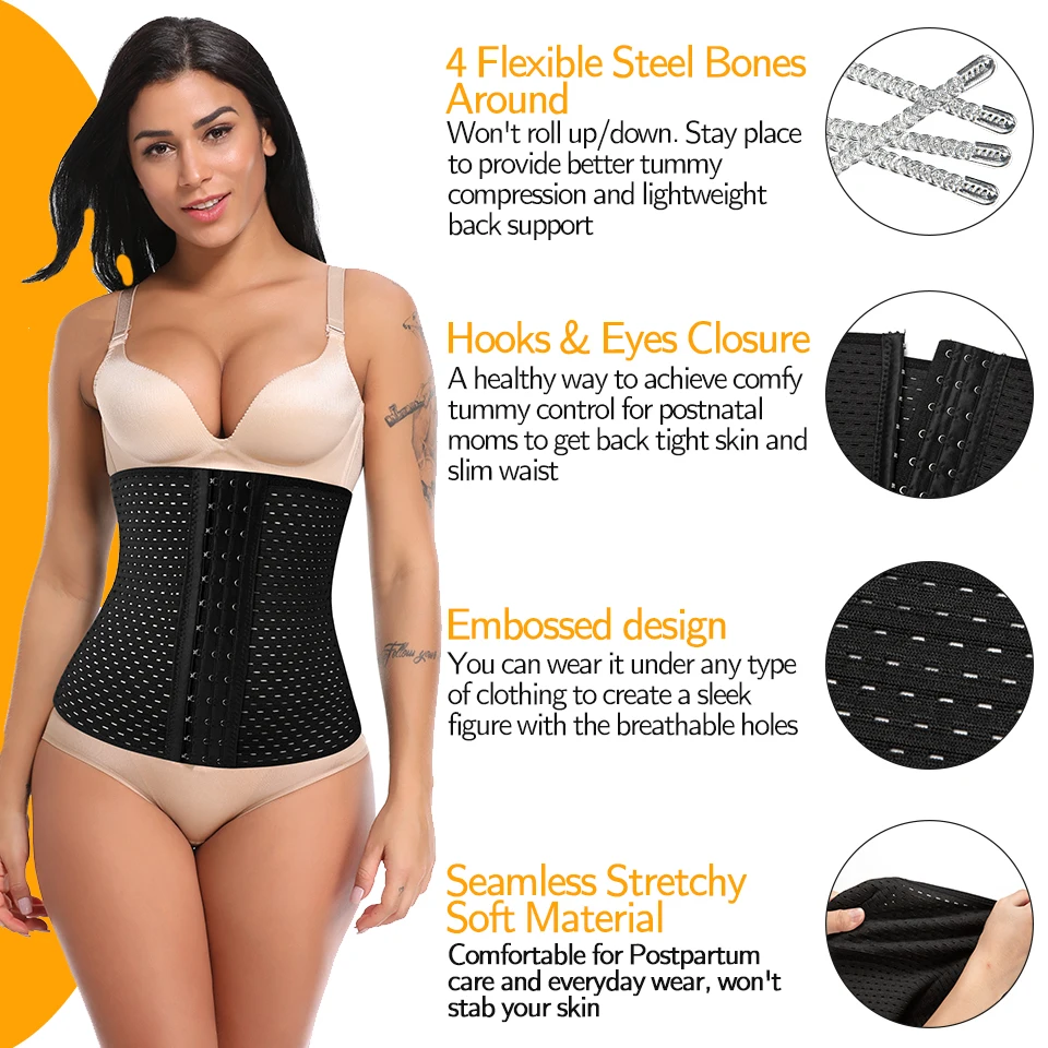 Waist Trainer for Women Latex Underbust Waist Cincher Corset Sport Girdle Hourglass Body Shaper Slimming Modeling Strap Belt