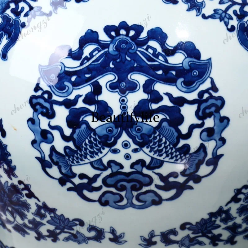 A74 Jingdezhen ceramic painting and calligraphy storage  hand-painted blue and white study quiver ornament vase
