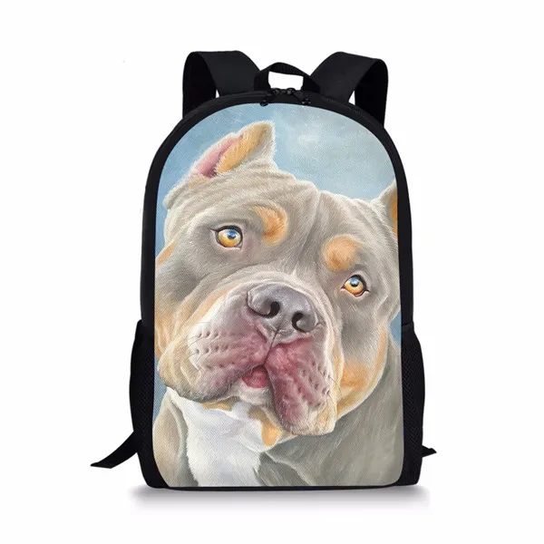 Tas sekolah motif anjing Pitbull, tas punggung sekolah motif hewan untuk anak-anak, tas punggung kapasitas besar, tas buku anak-anak remaja, tas perjalanan