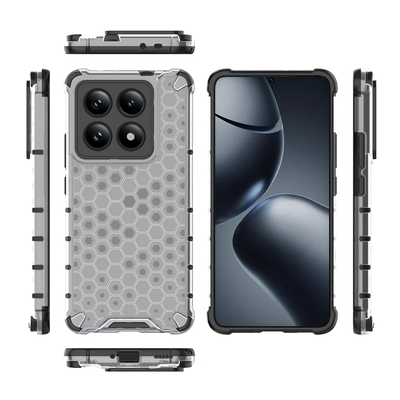 Wstrząsoodporne etui dla Xiaomi 14T Pro Honeycomb Armor Transparent Case dla Xiaomi 14T Pro Case Back Cover + dla Xiaomi 14T 14 T Pro