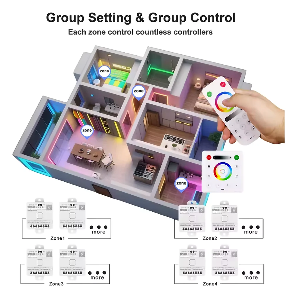 SPI PWM WiFi Bluetooth Smart LED Controller All-in-One APP Control For WS2812B SK6812 WS2811 SP530E SP630E Addressable LED Strip