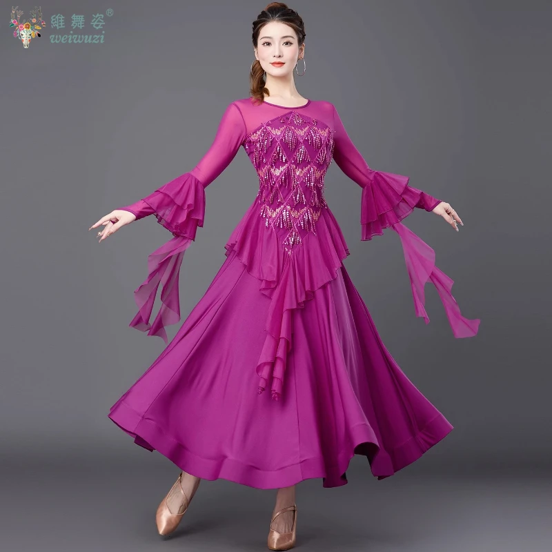 

Modern National Ballroom Dance Performance Big Swing Dress Waltz Foxtrot Tango Quickstep Professional Competition Clothing