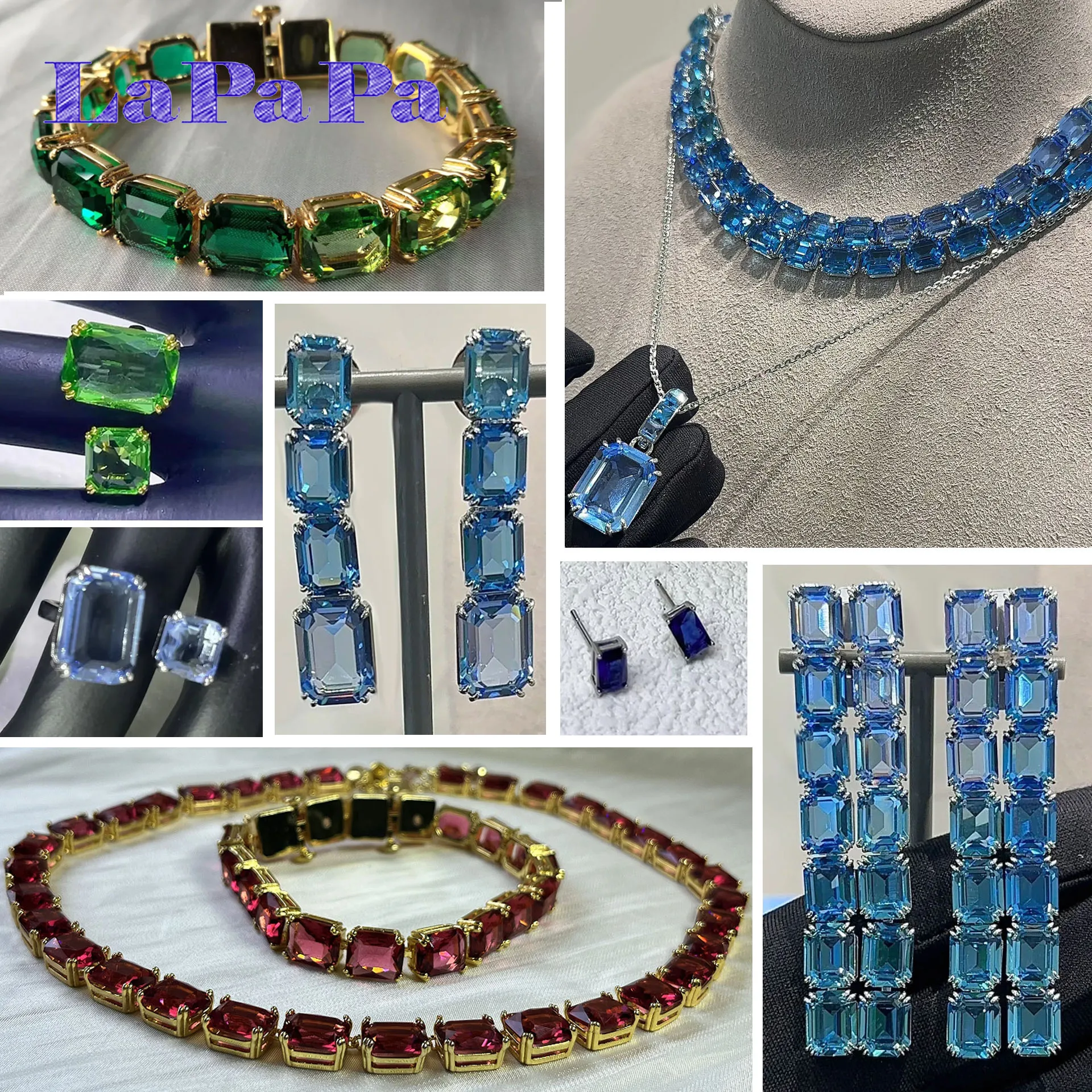

2025 New Original High-end Jewelry Set Fashion Square Cut Crystal Luxury Brand for Women Necklace Bracelet Ring Memorial Gift