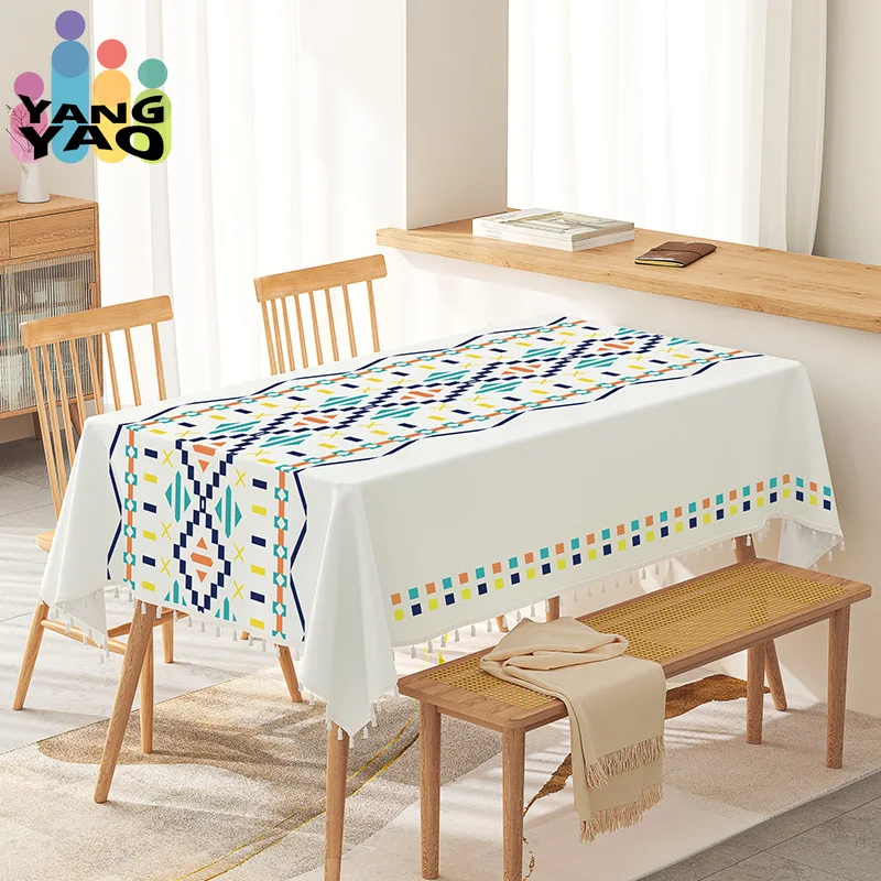 Bohemian Ethnic Tablecloth New TPU Film-coated Waterproof and Oil-tight Household Rectangle