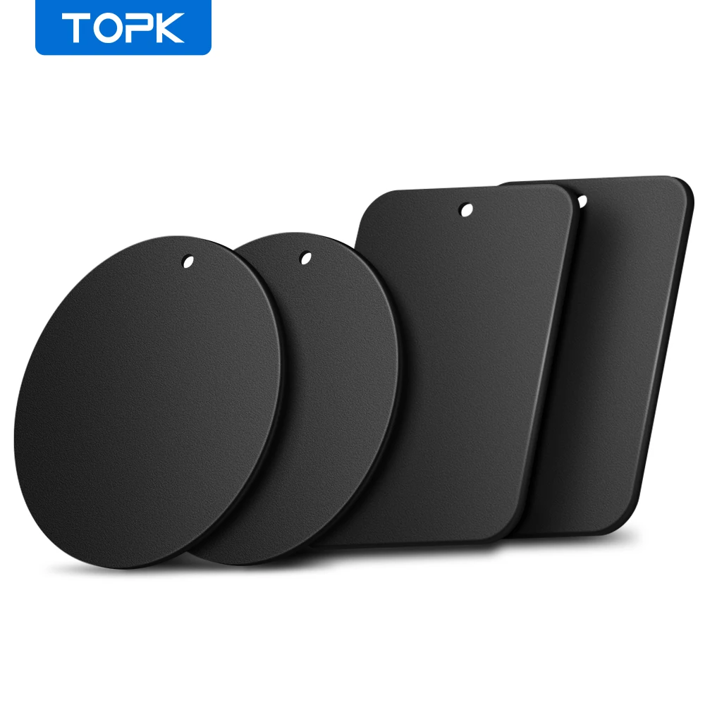 TOPK Metal Plate for Phone,4 Pack Universal Replacement Phone Car Mount for All Magnetic Car Phone Holder Cradle with3M Adhesive