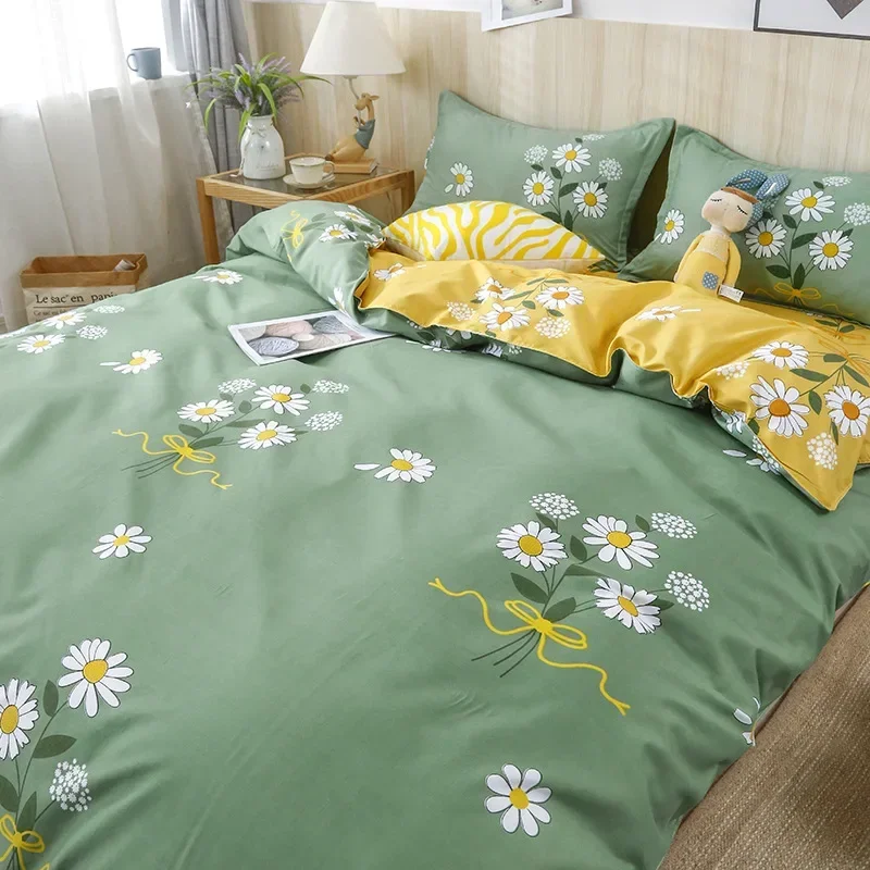 3pcs set Nordic Single Double Flat Sheet Duvet Cover Pillowcase Soft Microfiber Full Queen Size Bed Linen